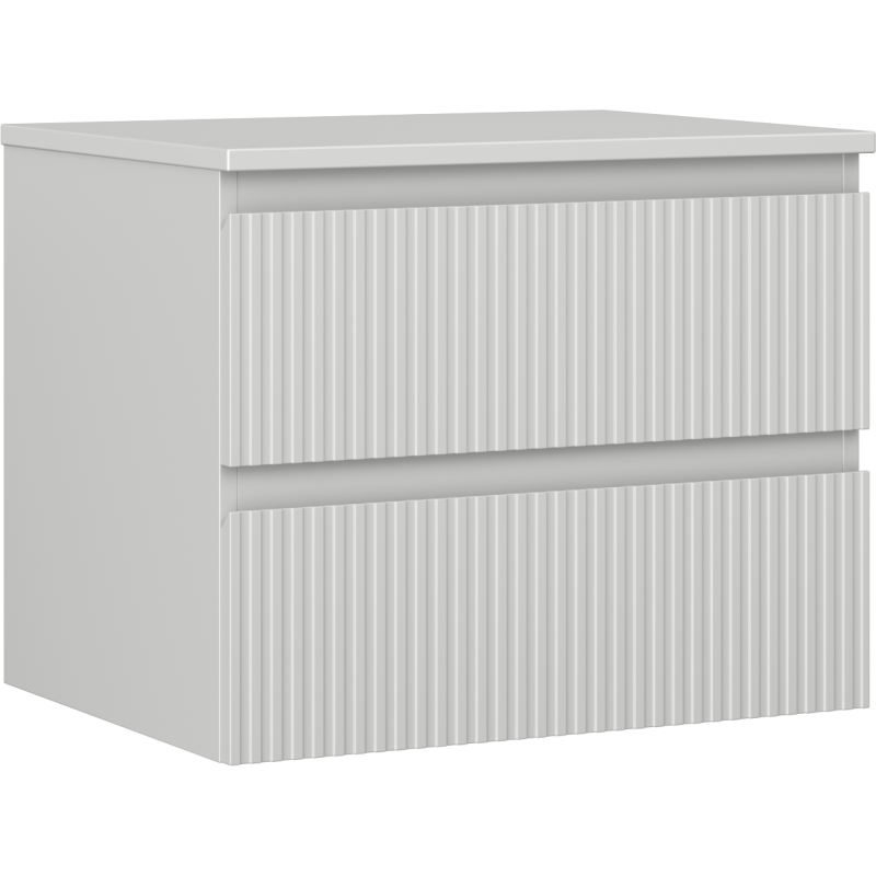 Mexen Rivel Badezimmerschrank für Waschbecken, 60 cm mit Arbeitsplatte, 2 Schubladen, geriffelt, grau matt