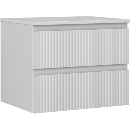 Mexen Rivel Badezimmerschrank für Waschbecken, 60 cm mit Arbeitsplatte, 2 Schubladen, geriffelt, grau matt