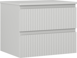 Mexen Rivel Badezimmerschrank für Waschbecken, 60 cm mit Arbeitsplatte, 2 Schubladen, geriffelt, grau matt