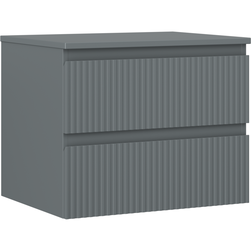 Mexen Rivel Badezimmerunterschrank 60 cm mit Arbeitsplatte, 2 Schubladen, geriffelt, matt Graphit - 91A20-06047-2-BFFC66