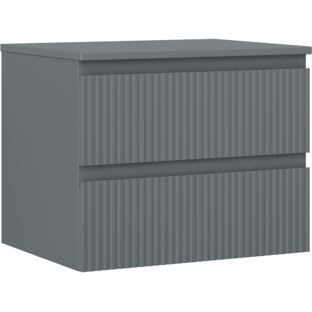 Mexen Rivel Badezimmerschrank 60 cm mit Waschbecken, 2 Schubladen, geriffelt, Graphit matt - 91A20-06047-2-BFFC66