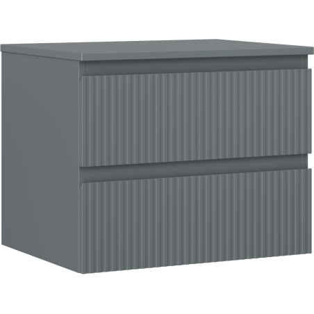 Mexen Rivel Badezimmerunterschrank 60 cm mit Arbeitsplatte, 2 Schubladen, geriffelt, matt Graphit - 91A20-06047-2-BFFC66