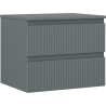 Mexen Rivel Badezimmerschrank 60 cm mit Waschbecken, 2 Schubladen, geriffelt, Graphit matt - 91A20-06047-2-BFFC66