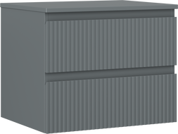 Mexen Rivel Badezimmerunterschrank 60 cm mit Arbeitsplatte, 2 Schubladen, geriffelt, matt Graphit - 91A20-06047-2-BFFC66