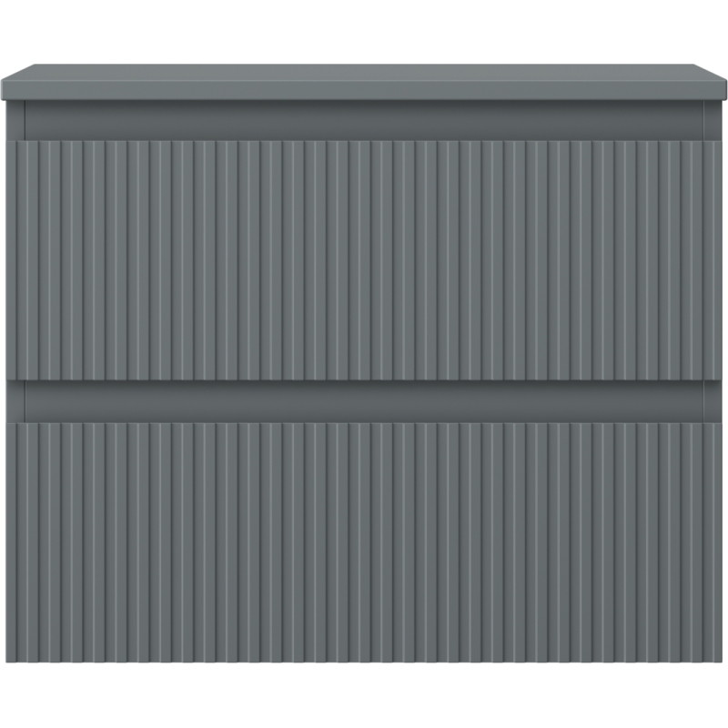 Mexen Rivel Badezimmerschrank 60 cm mit Waschbecken, 2 Schubladen, geriffelt, Graphit matt - 91A20-06047-2-BFFC66