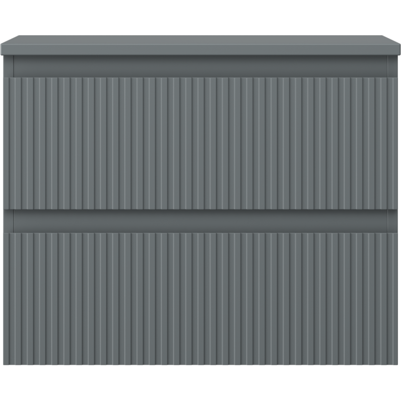 Mexen Rivel Badezimmerunterschrank 60 cm mit Arbeitsplatte, 2 Schubladen, geriffelt, matt Graphit - 91A20-06047-2-BFFC66