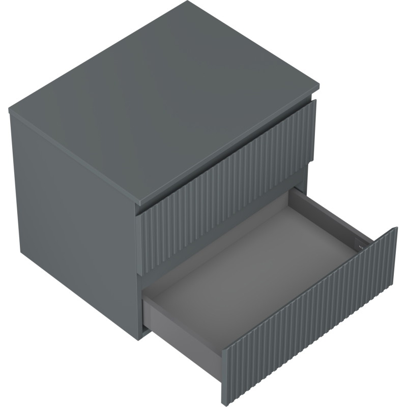 Mexen Rivel Badezimmerschrank 60 cm mit Waschbecken, 2 Schubladen, geriffelt, Graphit matt - 91A20-06047-2-BFFC66