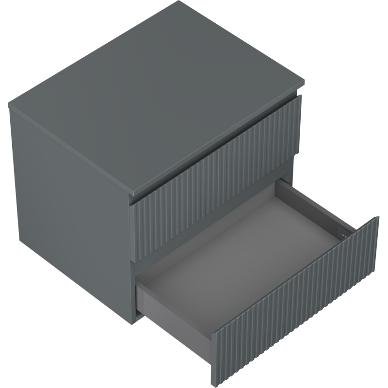 Mexen Rivel Badezimmerunterschrank 60 cm mit Arbeitsplatte, 2 Schubladen, geriffelt, matt Graphit - 91A20-06047-2-BFFC66
