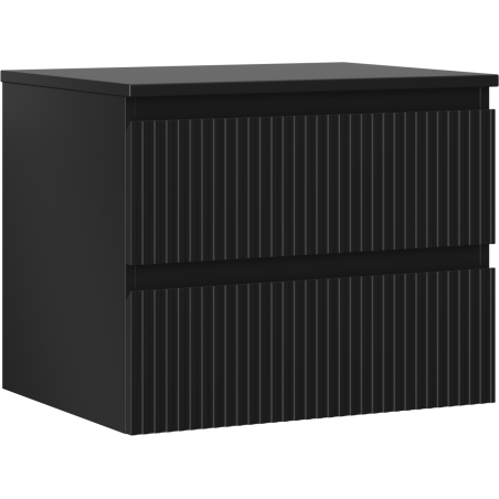 Mexen Rivel 60 cm Unterschrank mit Waschbeckenschrank mit Arbeitsplatte, 2 Schubladen, geriffelt, schwarz matt