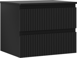 Mexen Rivel Badezimmer-Unterschrank 60 cm mit Platte, 2 Schubladen, gerillt, schwarz matt - 91A20-06047-2-BFFC71