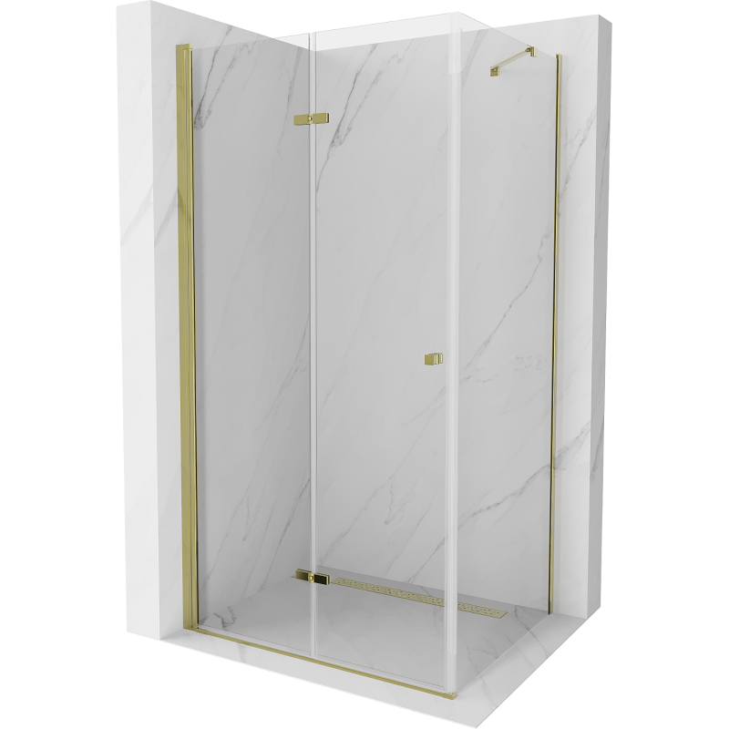 Mexen Lima faltbare Duschkabine 70 x 80 cm, transparent, Gold - 856-070-080-50-00