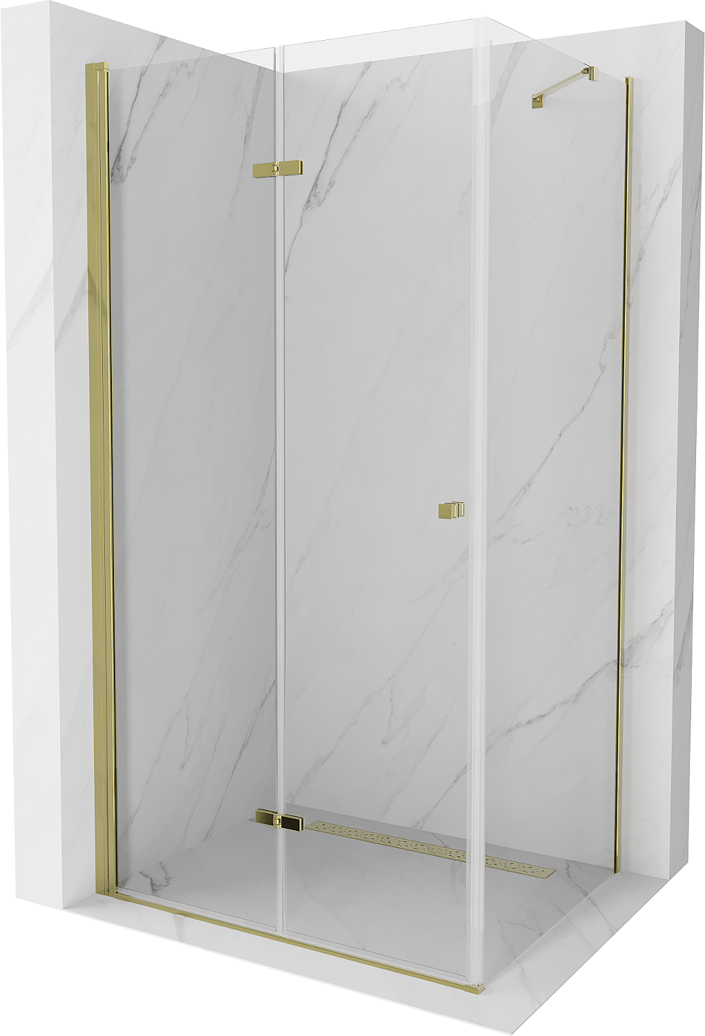 Mexen Lima klappbare Duschkabine 70 x 80 cm, Transparent, Gold - 856-070-080-50-00