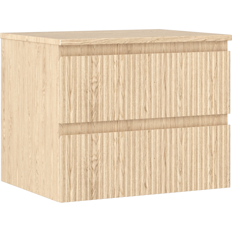 Mexen Rivel Badezimmer-Unterschrank 60 cm mit Arbeitsplatte, 2 Schubladen, geriffelt, Eiche - 91A20-06047-2-BFFC81
