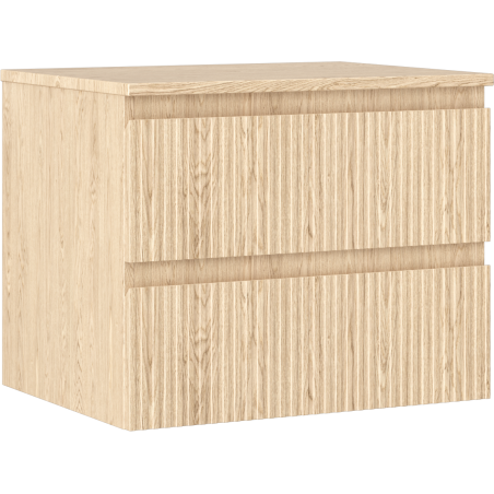 Mexen Rivel Badezimmer-Unterschrank 60 cm mit Arbeitsplatte, 2 Schubladen, geriffelt, Eiche - 91A20-06047-2-BFFC81