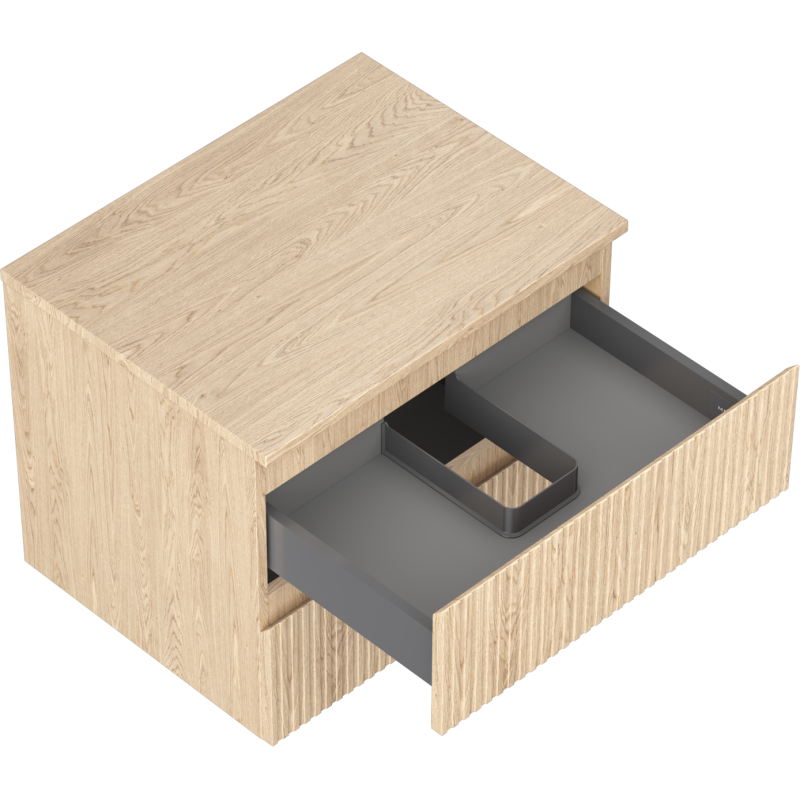 Mexen Rivel Badezimmer-Unterschrank 60 cm mit Arbeitsplatte, 2 Schubladen, geriffelt, Eiche - 91A20-06047-2-BFFC81