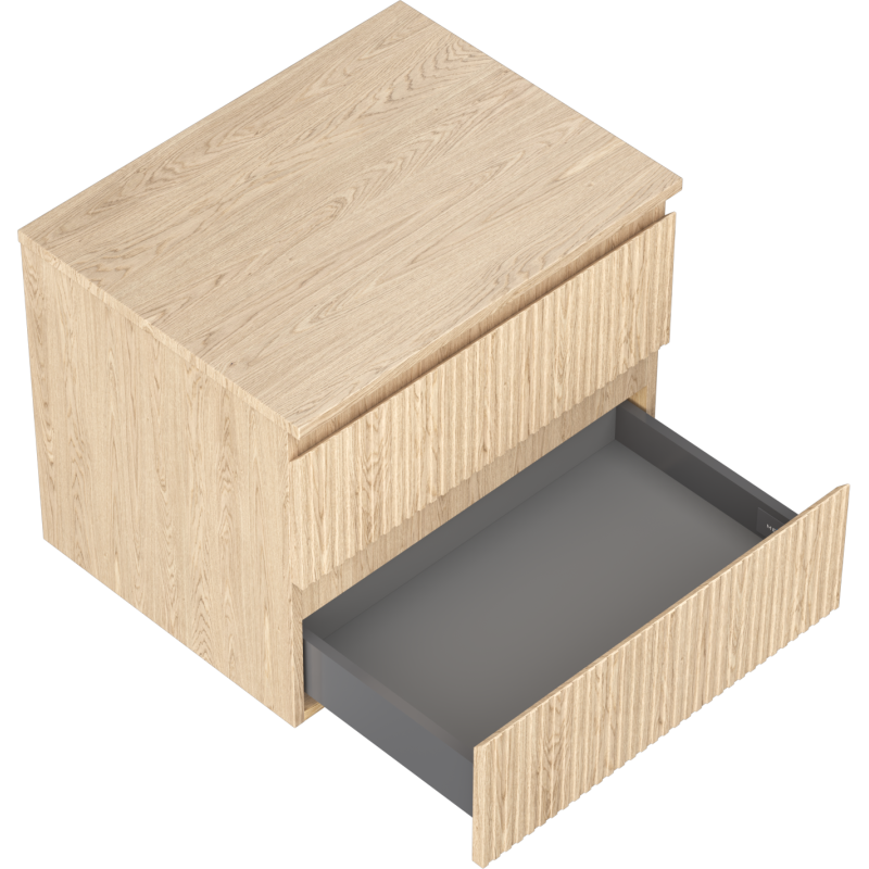 Mexen Rivel Badezimmer-Unterschrank 60 cm mit Arbeitsplatte, 2 Schubladen, geriffelt, Eiche - 91A20-06047-2-BFFC81