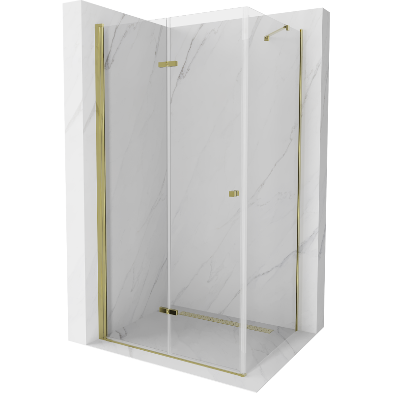 Mexen Lima faltbare Duschkabine 70 x 90 cm, transparent, gold - 856-070-090-50-00