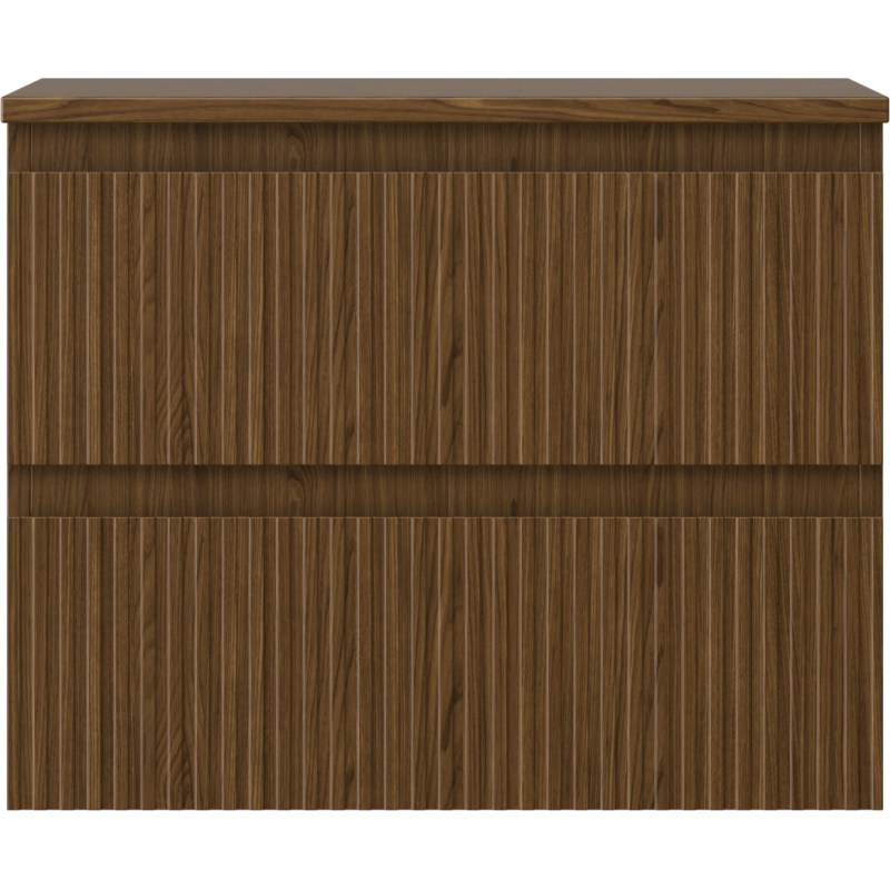 Mexen Rivel Badschrank für Waschbecken 60 cm mit Platte, 2 Schubladen, geriffelt, Nussbaum - 91A20-06047-2-BFFC86