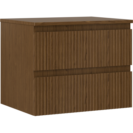 Mexen Rivel Badschrank für Waschbecken 60 cm mit Platte, 2 Schubladen, geriffelt, Nussbaum - 91A20-06047-2-BFFC86