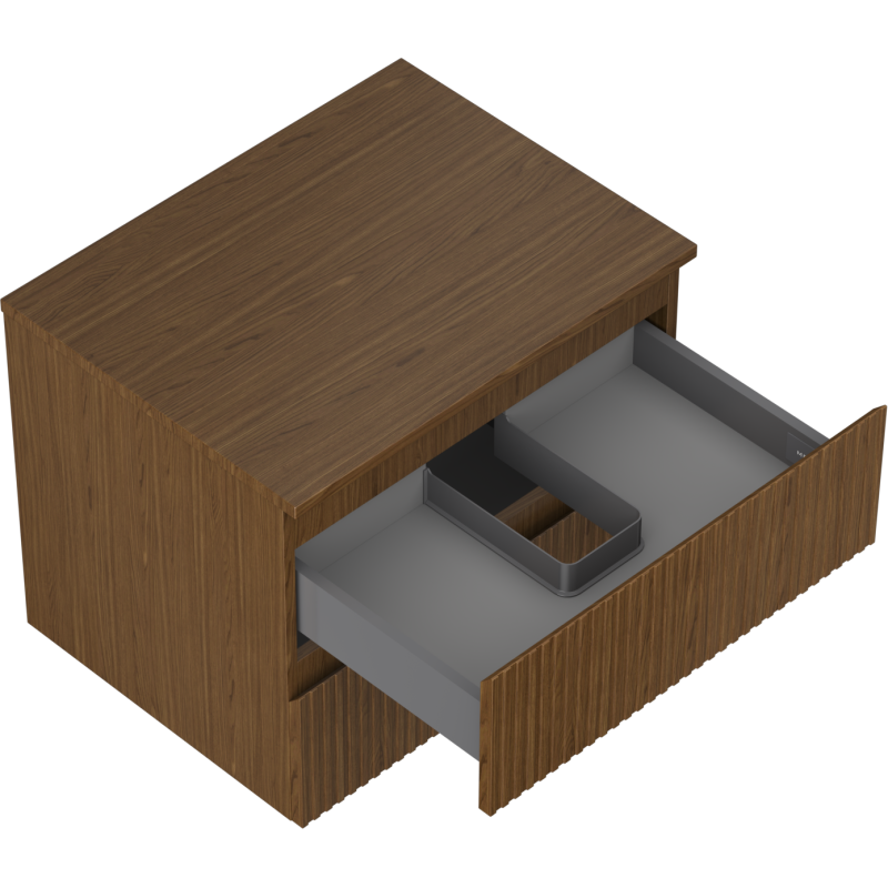 Mexen Rivel Badschrank für Waschbecken 60 cm mit Platte, 2 Schubladen, geriffelt, Nussbaum - 91A20-06047-2-BFFC86