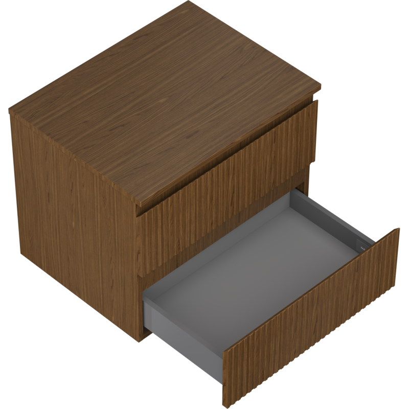 Mexen Rivel Badschrank für Waschbecken 60 cm mit Platte, 2 Schubladen, geriffelt, Nussbaum - 91A20-06047-2-BFFC86