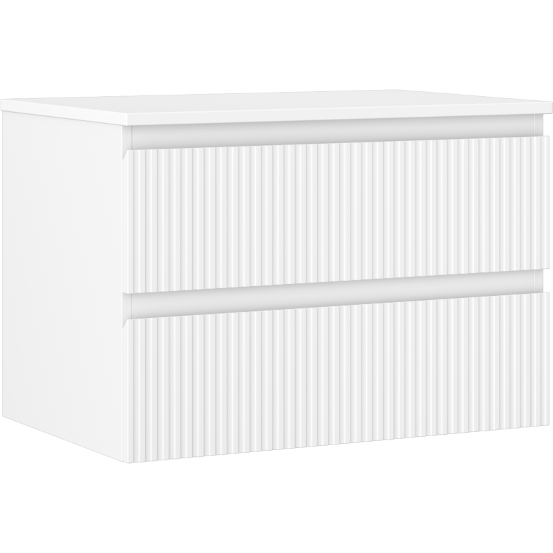 Mexen Rivel Waschtischunterschrank 70 cm mit Arbeitsplatte, 2 Schubladen, geriffelt, weiß matt - 91A20-07047-2-BFFC01