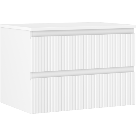 Mexen Rivel Waschtischunterschrank 70 cm mit Arbeitsplatte, 2 Schubladen, geriffelt, weiß matt - 91A20-07047-2-BFFC01