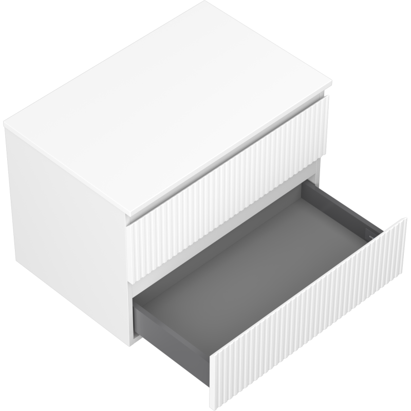 Mexen Rivel Waschtischunterschrank 70 cm mit Arbeitsplatte, 2 Schubladen, geriffelt, weiß matt - 91A20-07047-2-BFFC01