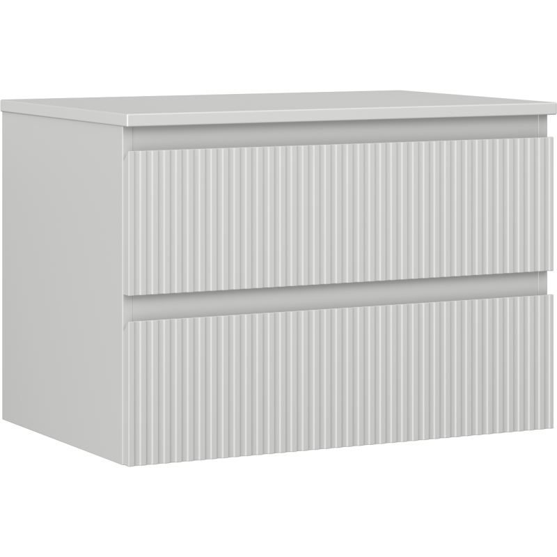 Mexen Rivel Badezimmerunterschrank 70 cm mit Arbeitsplatte, 2 Schubladen, geriffelt, grau matt - 91A20-07047-2-BFFC62