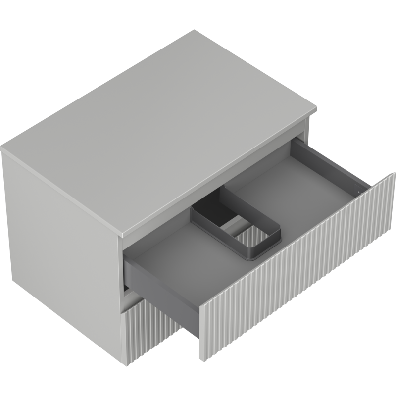 Mexen Rivel Badezimmerunterschrank 70 cm mit Arbeitsplatte, 2 Schubladen, geriffelt, grau matt - 91A20-07047-2-BFFC62