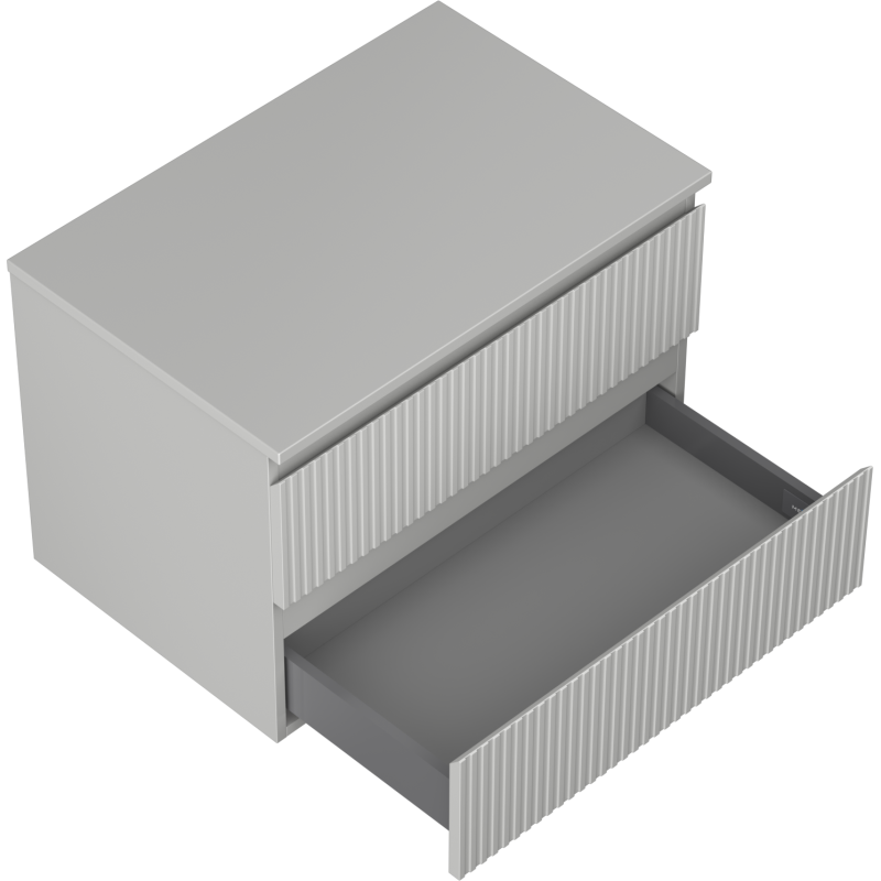 Mexen Rivel Badezimmerunterschrank 70 cm mit Arbeitsplatte, 2 Schubladen, geriffelt, grau matt - 91A20-07047-2-BFFC62