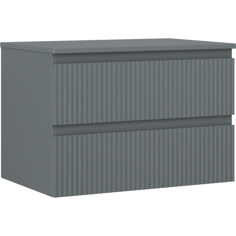 Mexen Rivel Badschrank unter dem Waschbecken 70 cm mit Platte, 2 Schubladen, geriffelt, Graphit matt - 91A20-07047-2-BFFC66