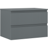 Mexen Rivel Badezimmerschrank unter Waschbecken 70 cm mit Arbeitsplatte, 2 Schubladen, gerillt, Graphit matt