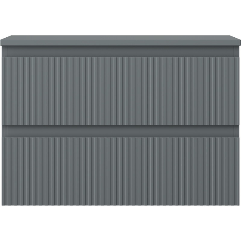 Mexen Rivel Badezimmerschrank unter Waschbecken 70 cm mit Arbeitsplatte, 2 Schubladen, gerillt, Graphit matt