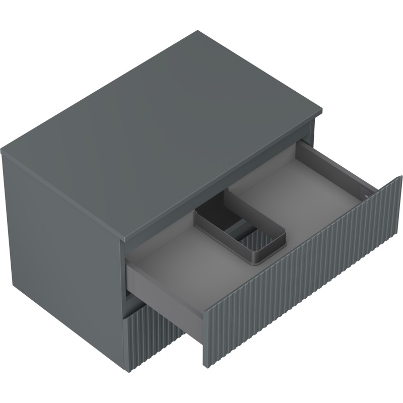 Mexen Rivel Badezimmerschrank unter Waschbecken 70 cm mit Arbeitsplatte, 2 Schubladen, gerillt, Graphit matt