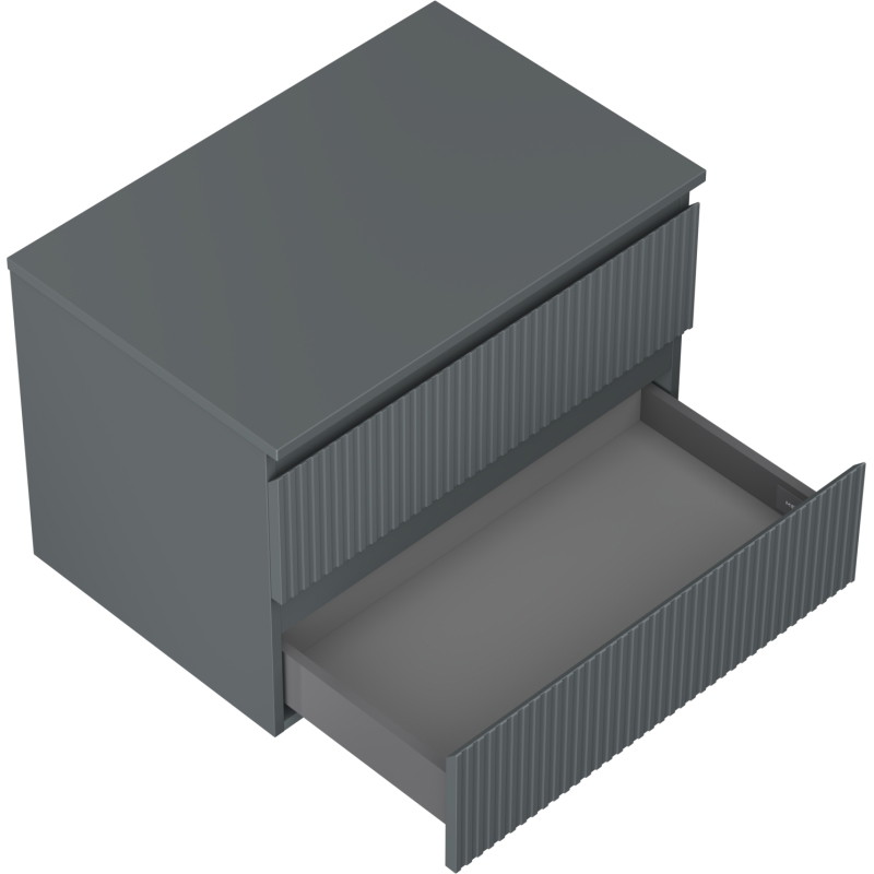 Mexen Rivel Badezimmerschrank unter Waschbecken 70 cm mit Arbeitsplatte, 2 Schubladen, gerillt, Graphit matt