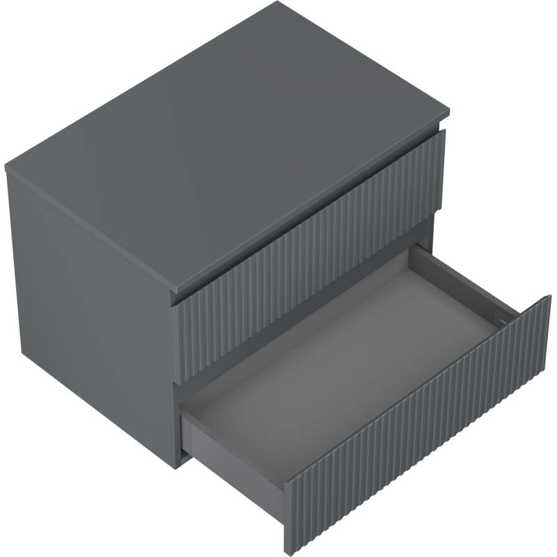 Mexen Rivel Badschrank unter dem Waschbecken 70 cm mit Platte, 2 Schubladen, geriffelt, Graphit matt - 91A20-07047-2-BFFC66