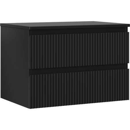 Mexen Rivel Badezimmerschrank 70 cm mit Arbeitsplatte, 2 Schubladen, geriffelt, Schwarz matt - 91A20-07047-2-BFFC71
