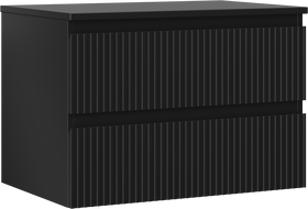 Mexen Rivel Badezimmerschrank 70 cm mit Arbeitsplatte, 2 Schubladen, geriffelt, Schwarz matt - 91A20-07047-2-BFFC71