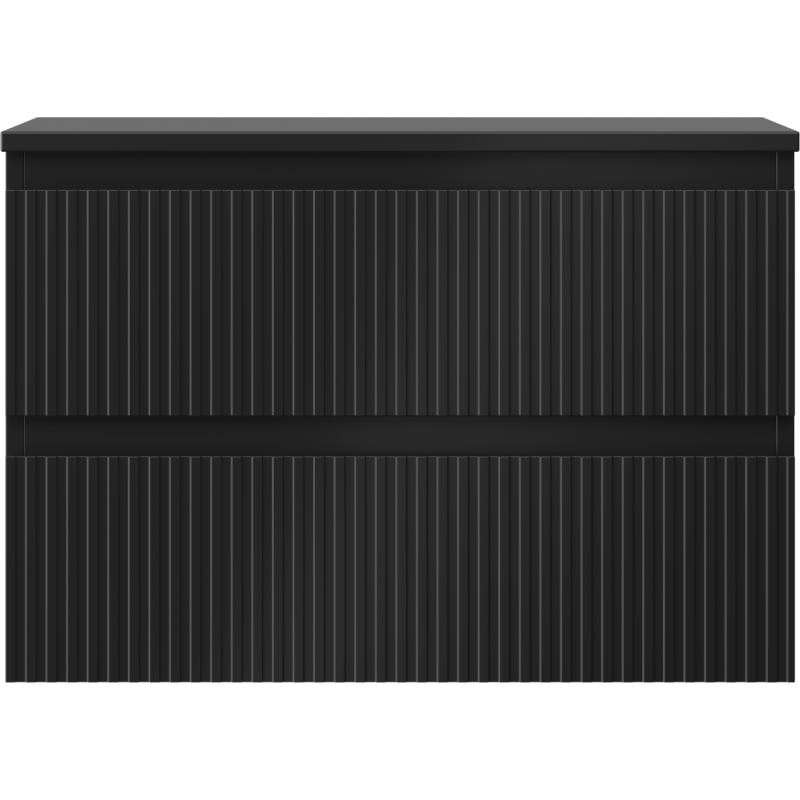 Mexen Rivel Badezimmerschrank 70 cm mit Arbeitsplatte, 2 Schubladen, geriffelt, Schwarz matt - 91A20-07047-2-BFFC71