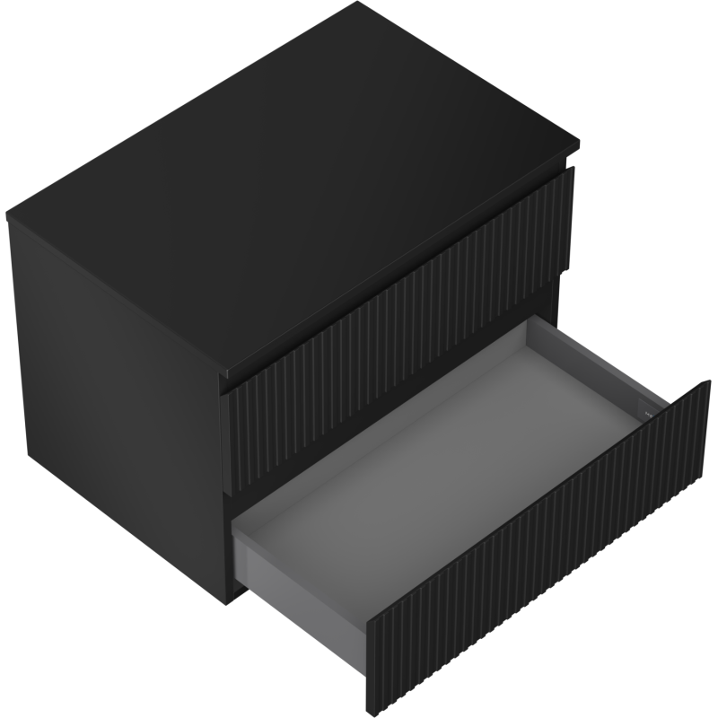 Mexen Rivel Badezimmerschrank 70 cm mit Arbeitsplatte, 2 Schubladen, geriffelt, Schwarz matt - 91A20-07047-2-BFFC71