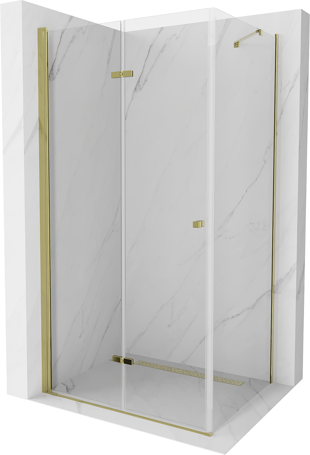 Mexen Lima klappbare Duschkabine 90 x 70 cm, Transparent, Gold - 856-090-070-50-00