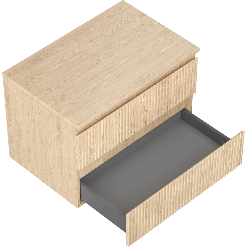 Mexen Rivel Badezimmerschrank unter Waschbecken 70 cm mit Arbeitsplatte, 2 Schubladen, gerillt, Eiche - 91A20-07047-2-BFFC81