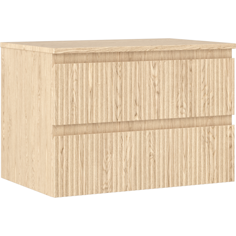 Mexen Rivel Badezimmerschrank unter Waschbecken 70 cm mit Arbeitsplatte, 2 Schubladen, gerillt, Eiche - 91A20-07047-2-BFFC81