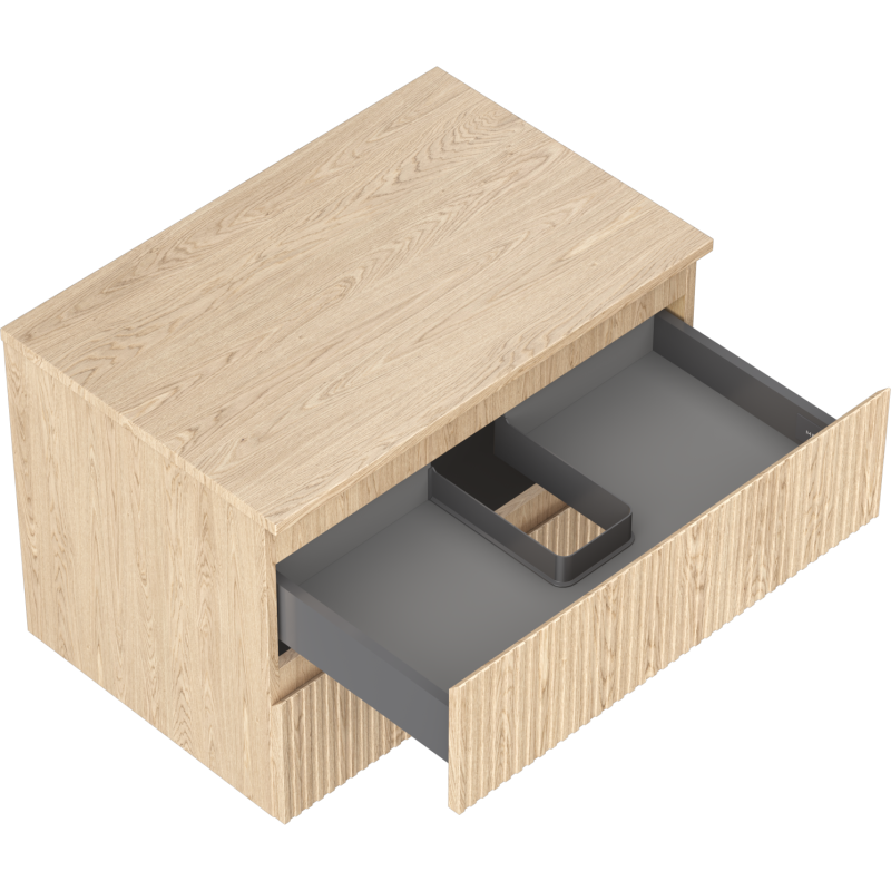 Mexen Rivel Badezimmerschrank unter Waschbecken 70 cm mit Arbeitsplatte, 2 Schubladen, gerillt, Eiche - 91A20-07047-2-BFFC81