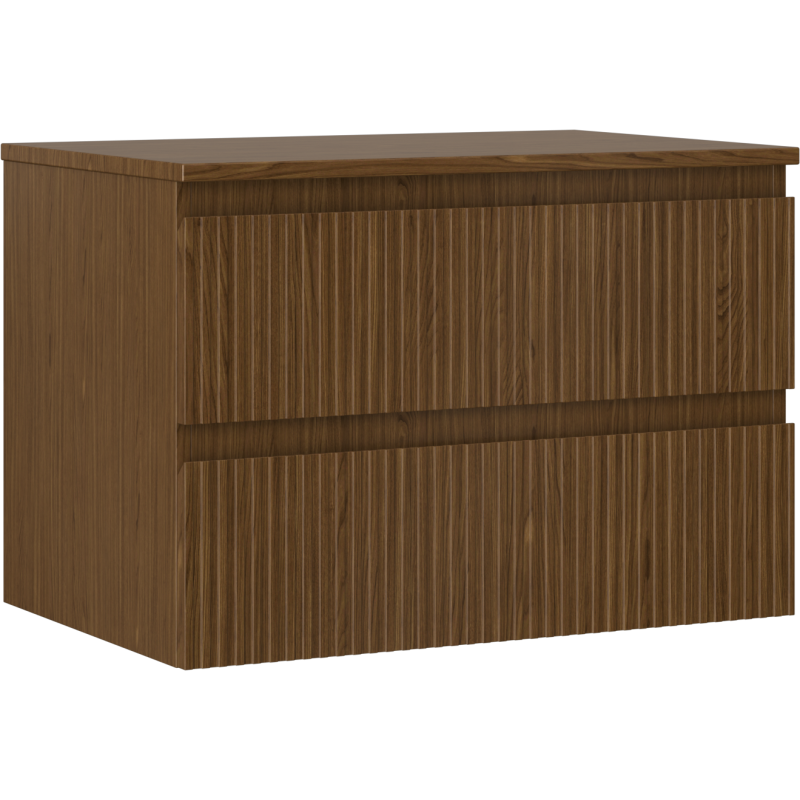 Mexen Rivel Badezimmerschrank 70 cm mit Arbeitsplatte, 2 Schubladen, gerillt, Nuss - 91A20-07047-2-BFFC86