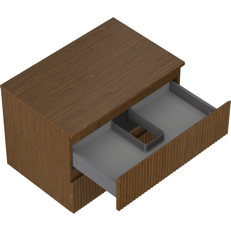 Mexen Rivel Badezimmerschrank 70 cm mit Arbeitsplatte, 2 Schubladen, gerillt, Nuss - 91A20-07047-2-BFFC86