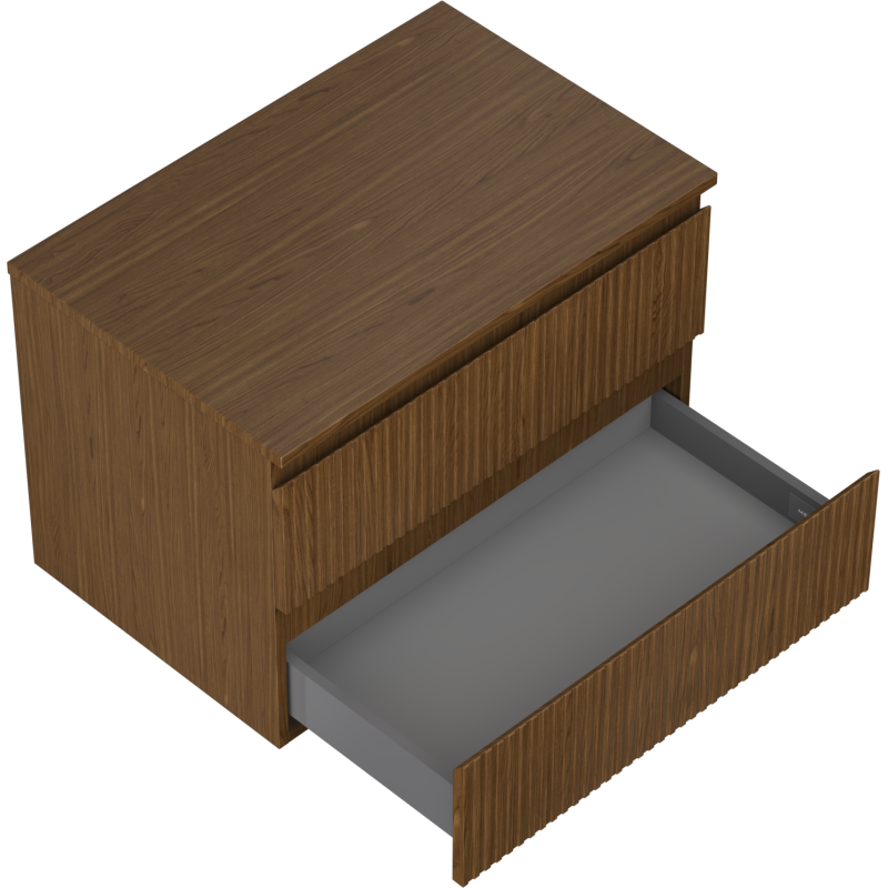 Mexen Rivel Badezimmerschrank 70 cm mit Arbeitsplatte, 2 Schubladen, gerillt, Nuss - 91A20-07047-2-BFFC86