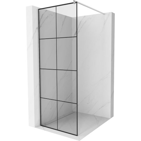 Mexen Kioto Duschwand Walk-in 70 x 200 cm, schwarzes Gitter 8 mm, Chrom - 800-070-101-01-77