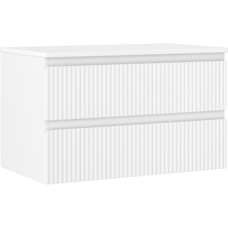 Mexen Rivel Badezimmerunterschrank 80 cm mit Platte, 2 Schubladen, geriffelt, weiß matt - 91A20-08047-2-BFFC01